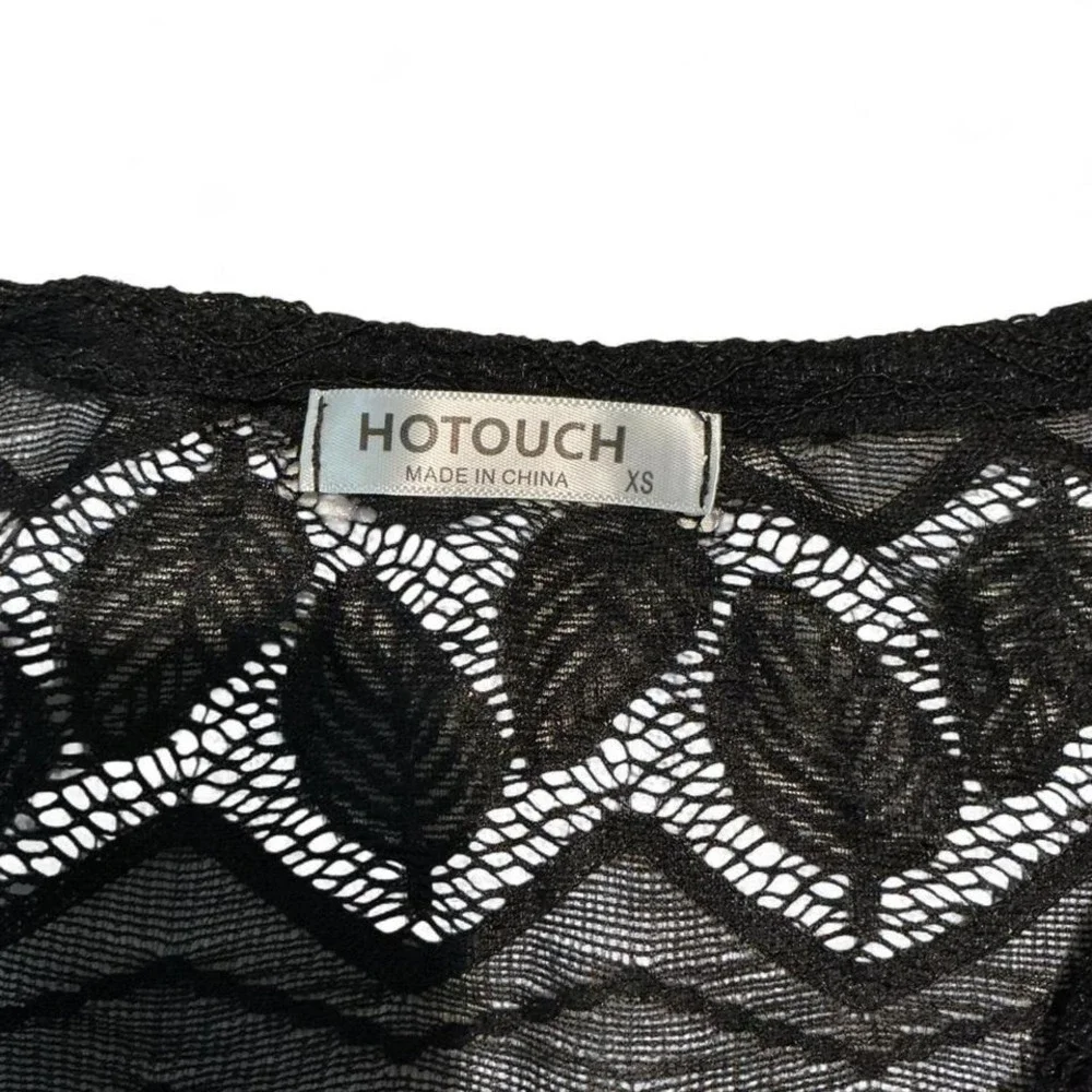 HOTOUCH Black Lace V Neck Sleeveless Swim Cover Up‎ Dress XS